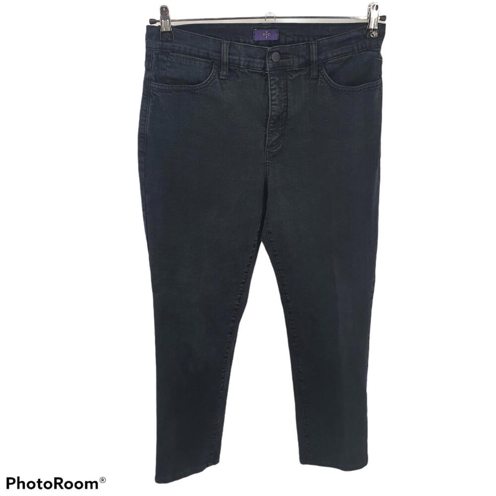 NYDJ Jeans‎ Womens 10 Not Your Daughters Jeans Black Mid Rise Straight Black